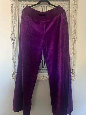 Purple Velvet Wide-Leg Sweatpants